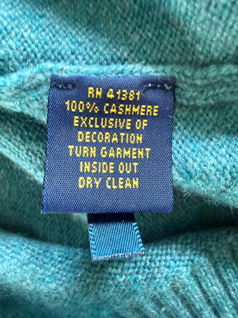 Polo Ralph Lauren Medium Cashmere Crewneck Sweater Mint Green Heather Red Pony - Picture 6 of 6